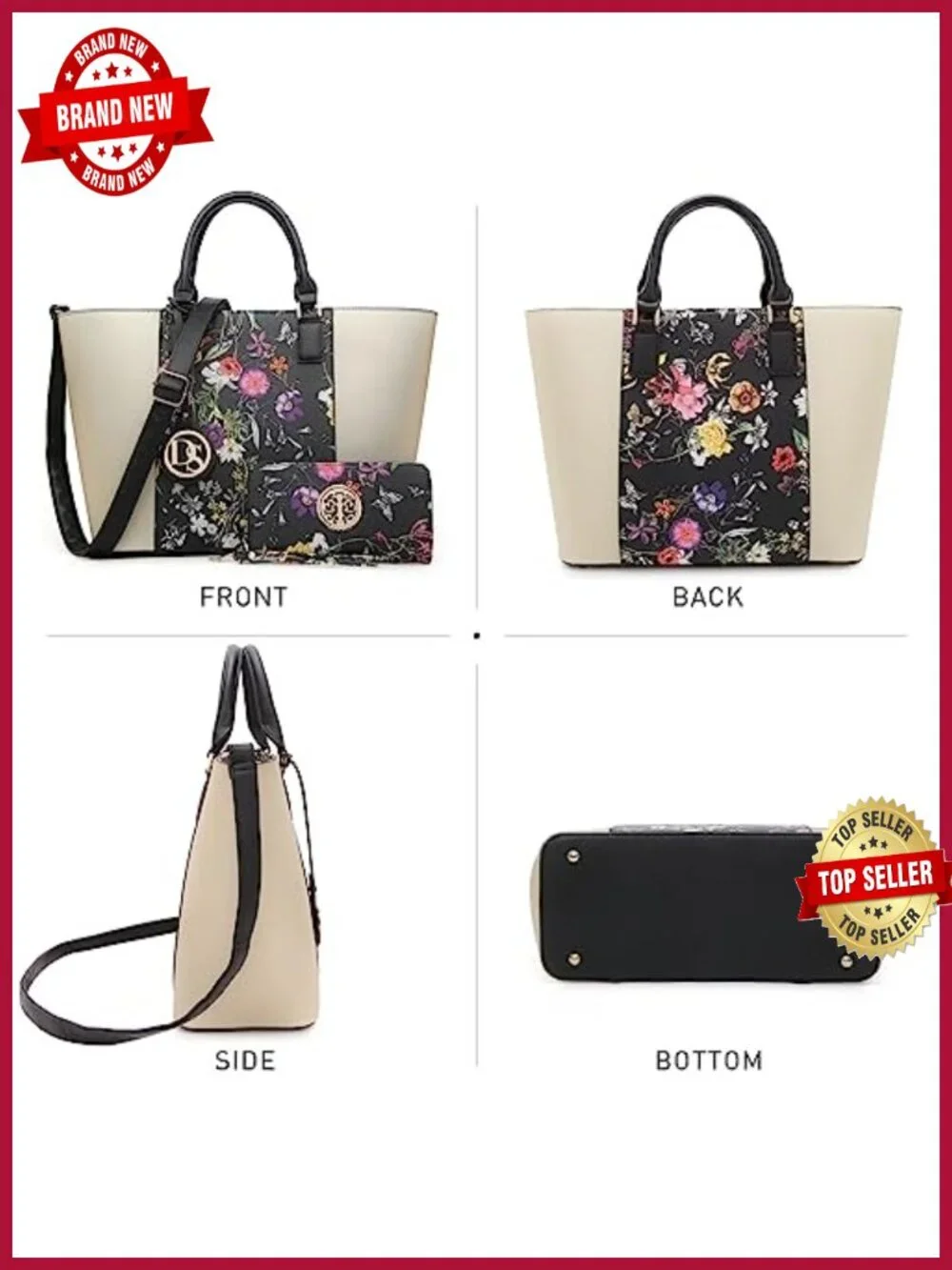 Large Vegan Leather Tote Bag With Matching Wallet